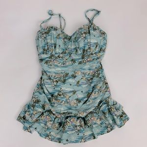 Disney Peterpan & Mermaid Lagoon swimsuit  Ruffled skirt bra support Small